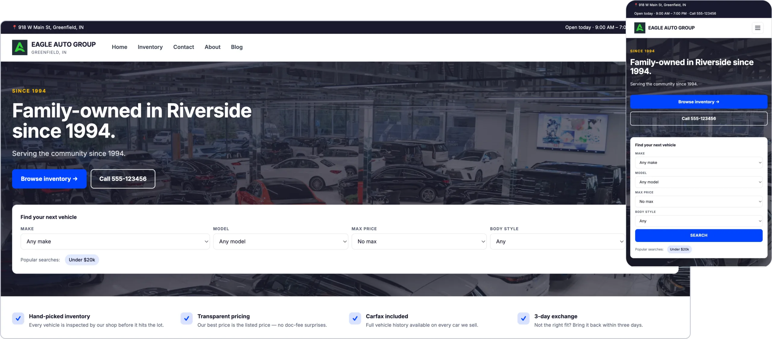 AutoRaptor CRM product screen