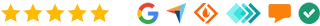 Review platforms including Google, Capterra, SourceForge, GetApp, Software Advice, and Trustindex